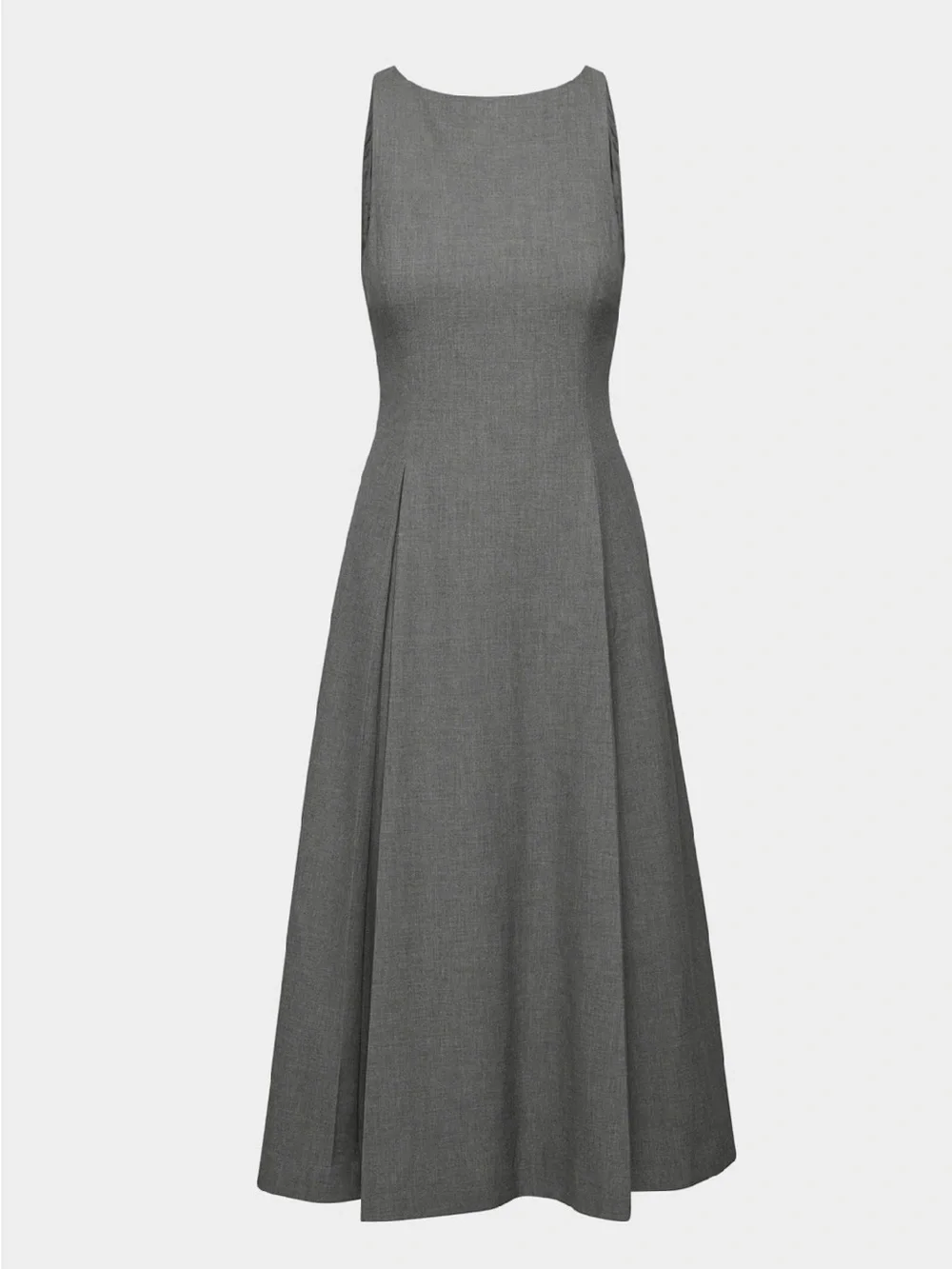 Babaton Gardenia Heather Charcoal Sleeveless Boatneck Midi Dress 10 - Picture 7 of 15
